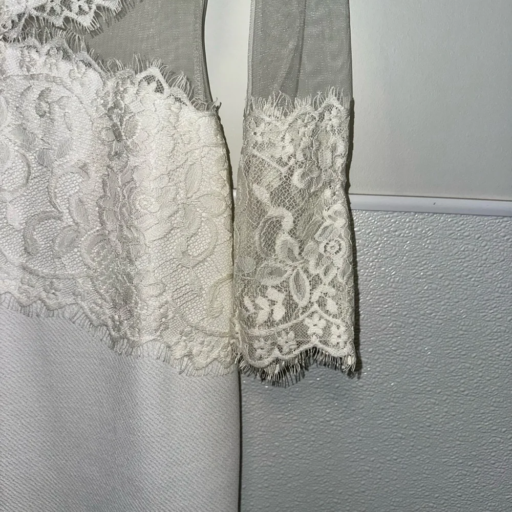 NWT NEW Wedding Women Carolina Dress, Size L, White lace short long sleeve party - Picture 6 of 16